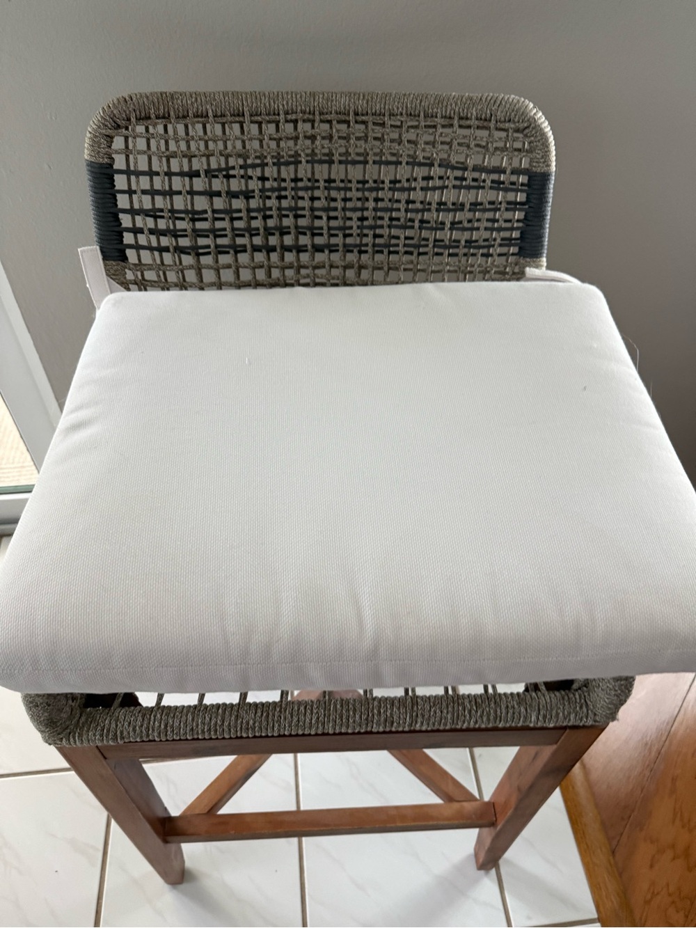 RH Outdoor Dining Seat Cushions White Piped Pair NWT